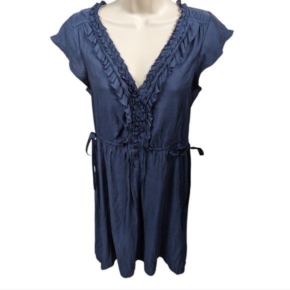 AE Ruffle V-Neck Shirt Dress Sz S - Picture 1 of 10